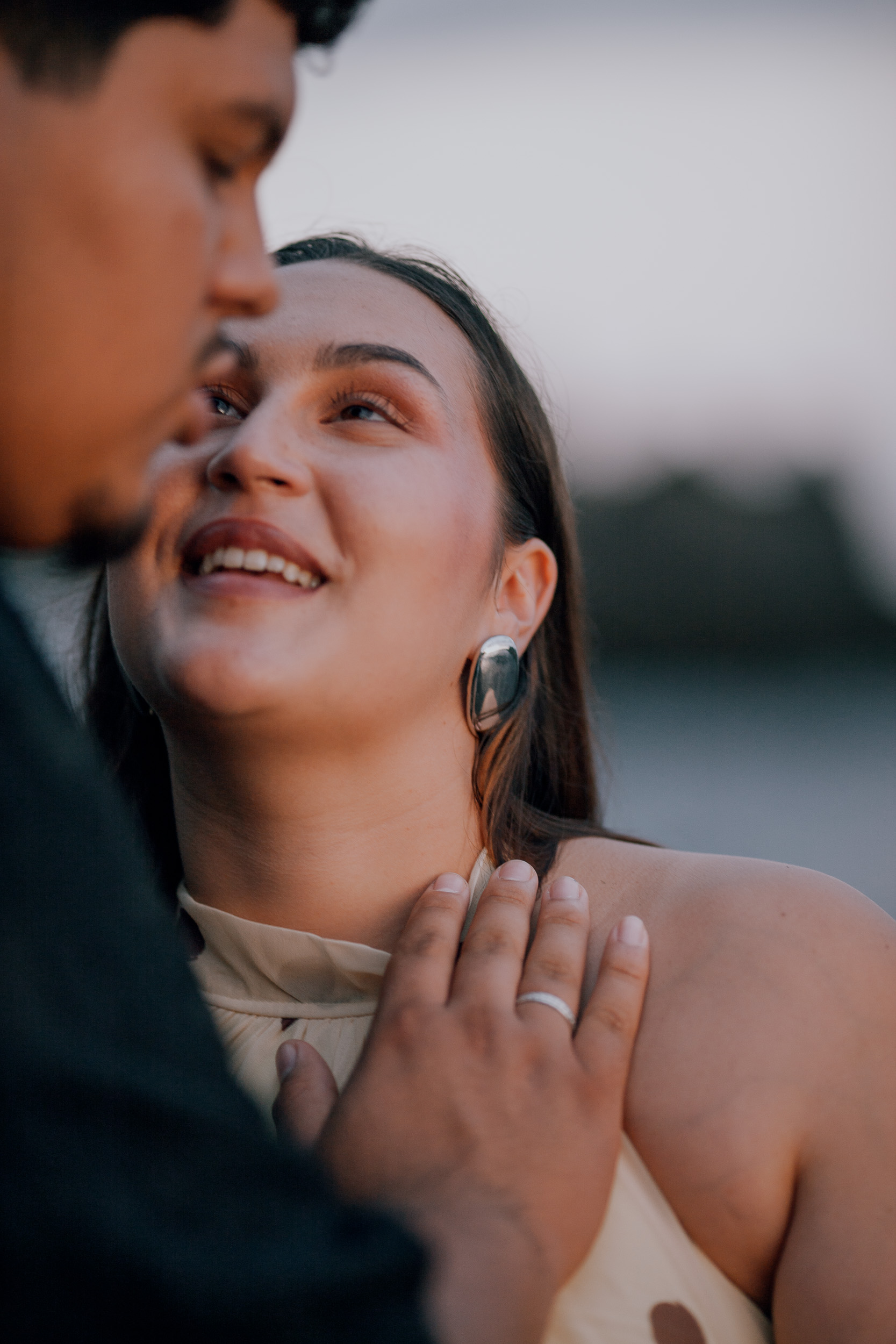 Kissing her cheek at blue hour on the beach, Praia Formosa, Madeira