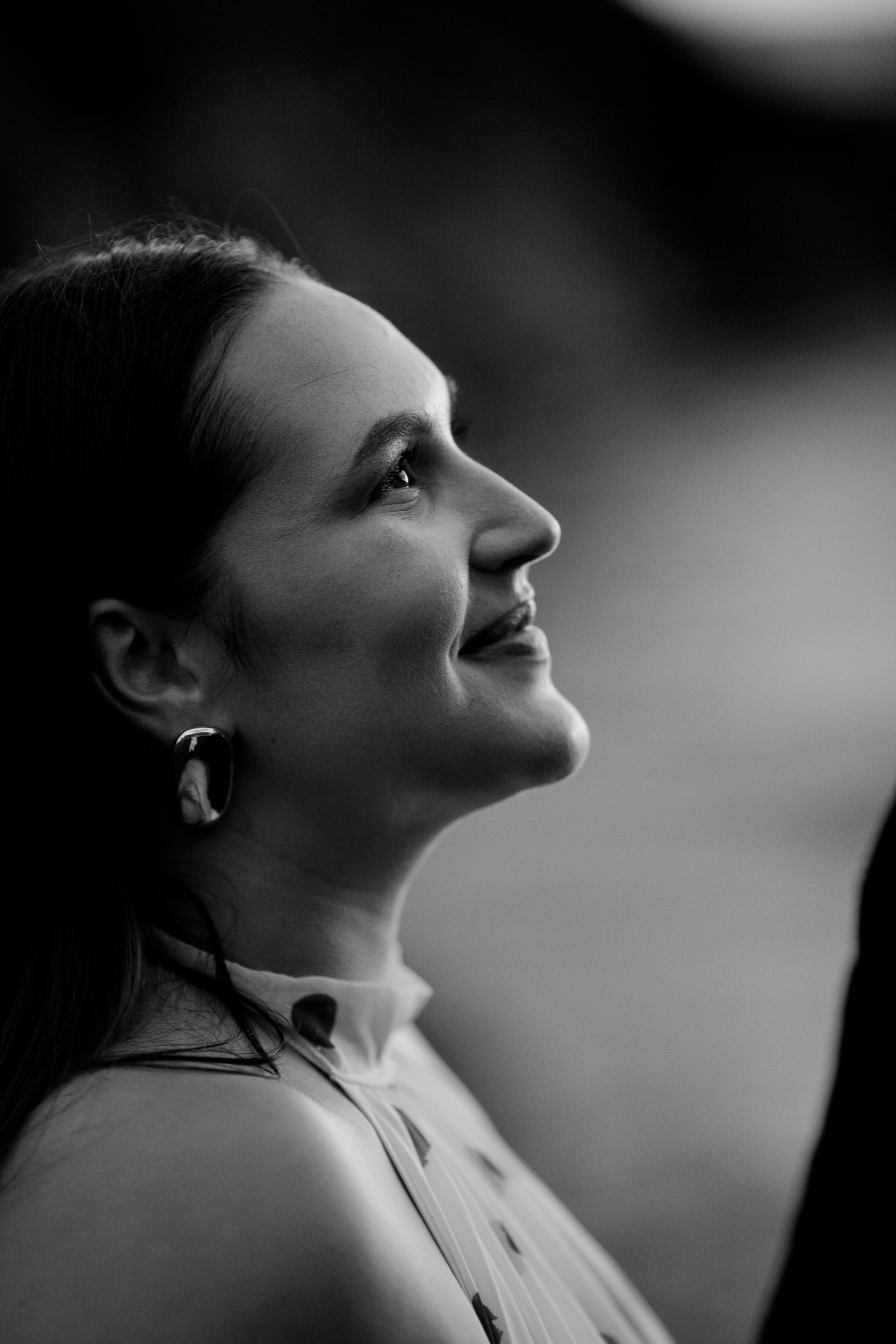 Black and white profile of the bride to be at nightfall, Madeira