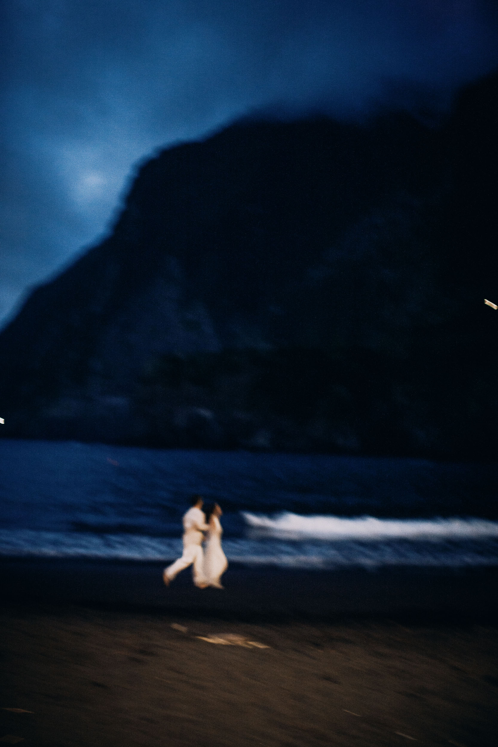 The last usable light of the evening on wet black sand, Seixal Beach, Madeira
