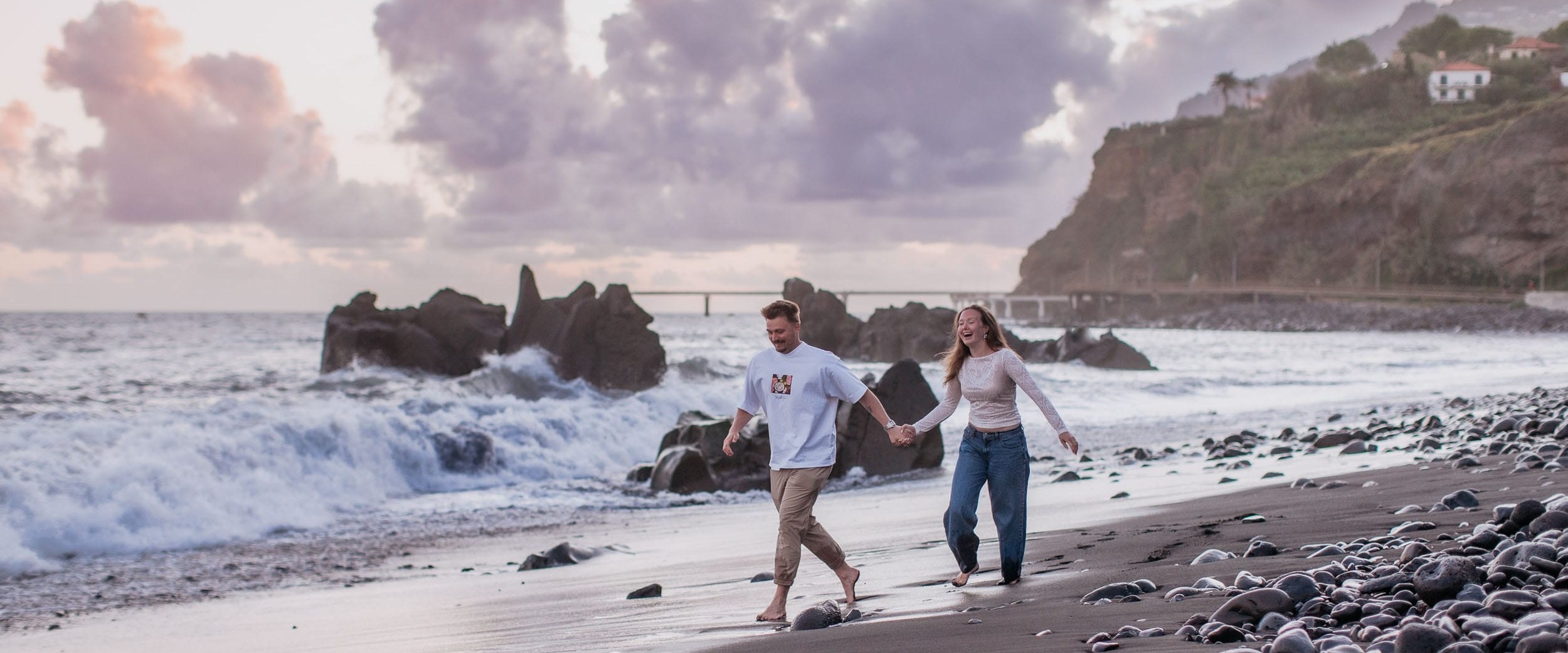 Rylie & Abby at Praia Formosa, Funchal