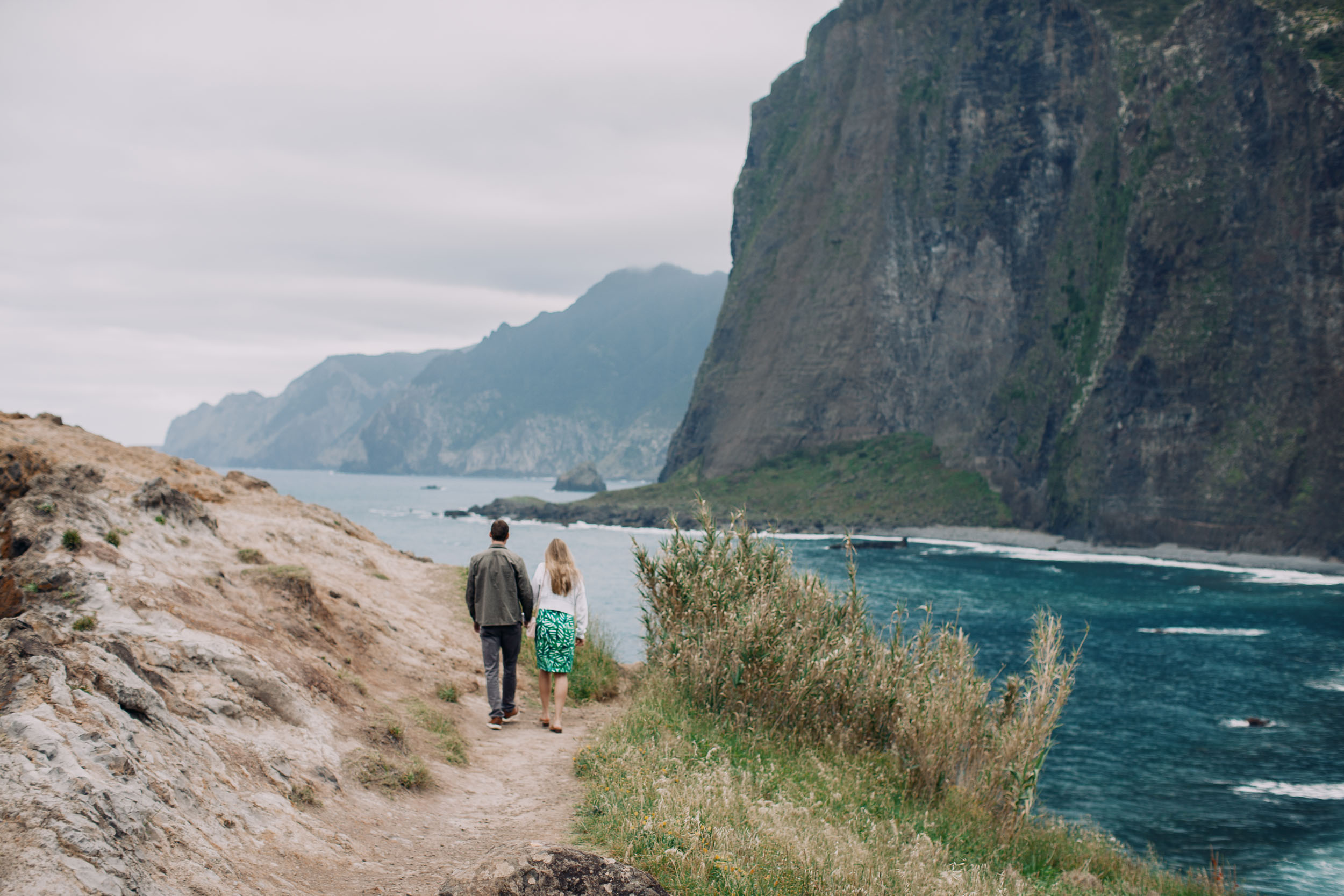 Couple walking at Miradouro do Guindaste, Madeira