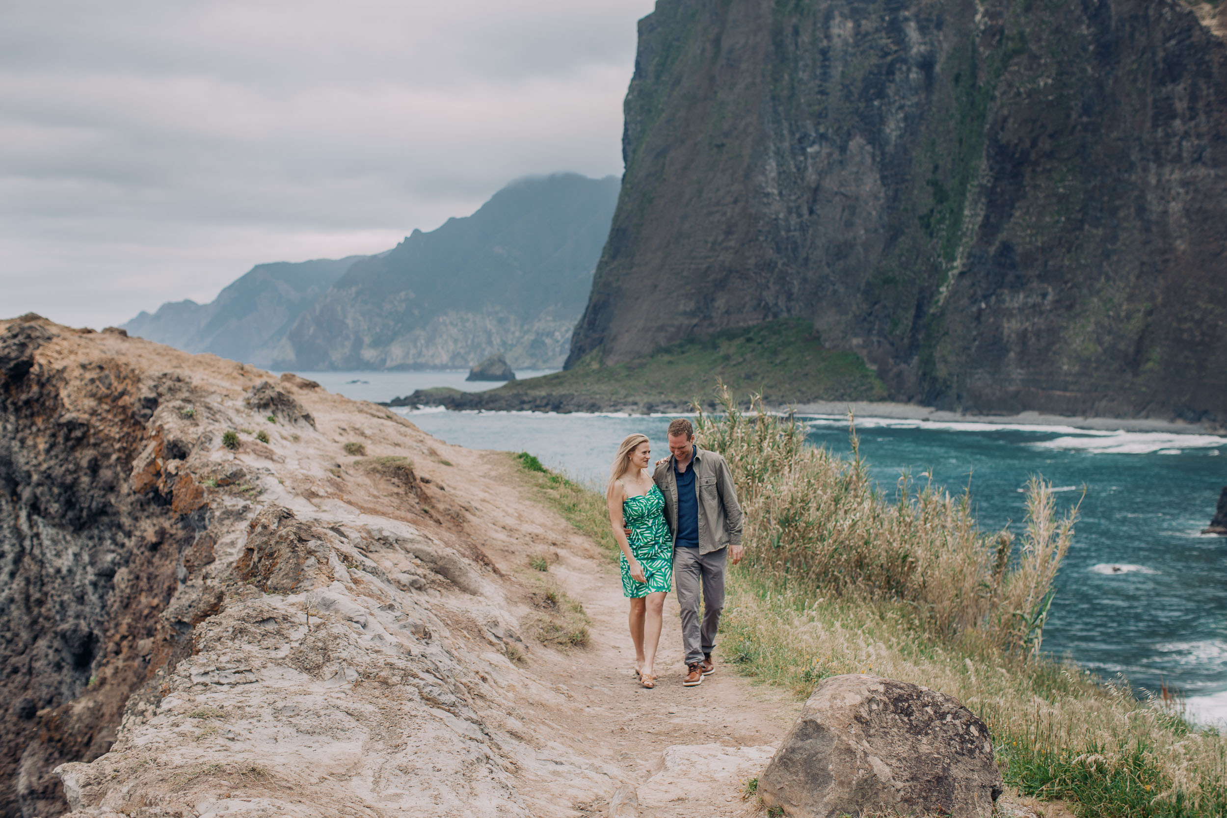 Couple walking at Miradouro do Guindaste, Madeira