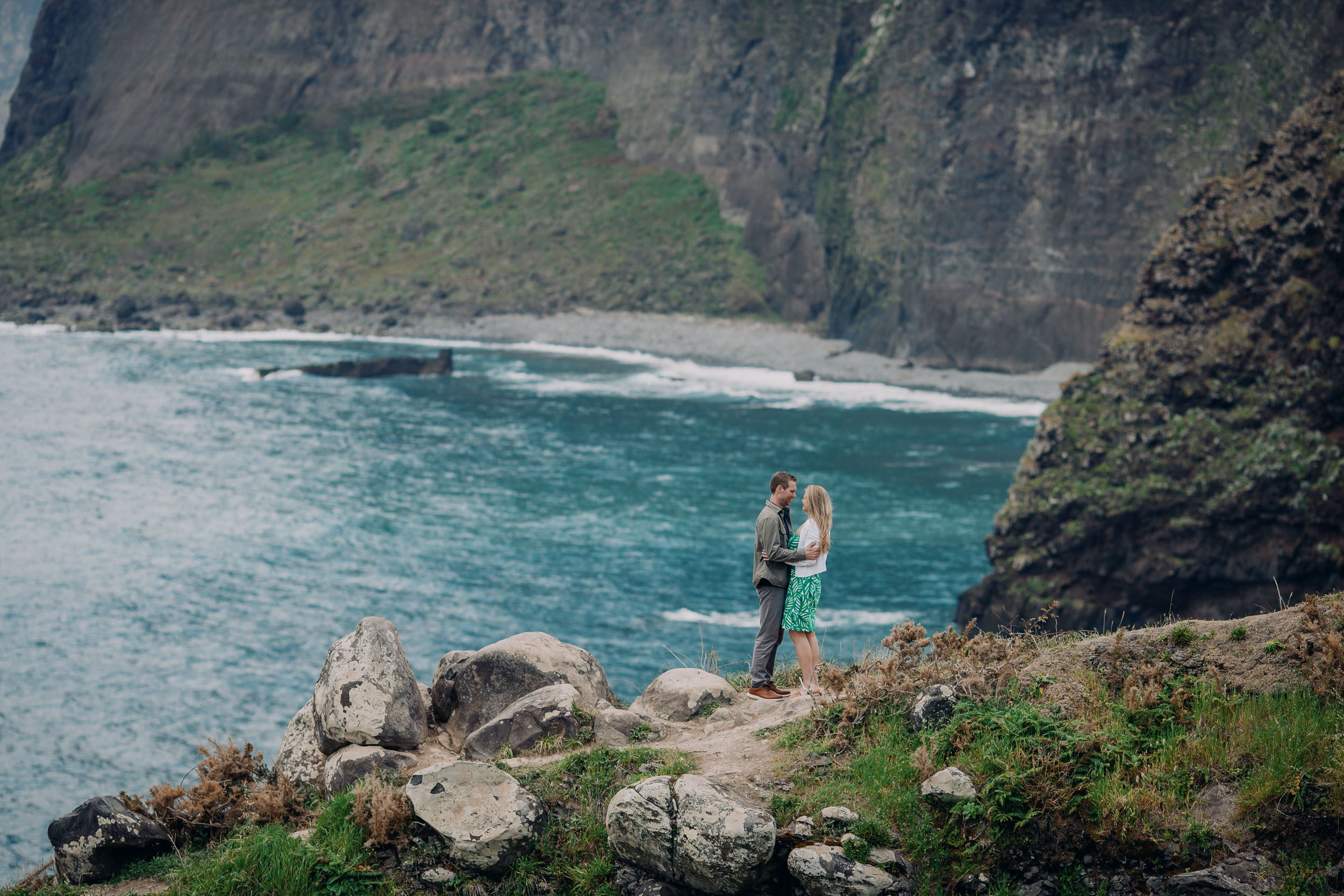 Newly engaged couple at Miradouro do Guindaste, Funchal, Madeira