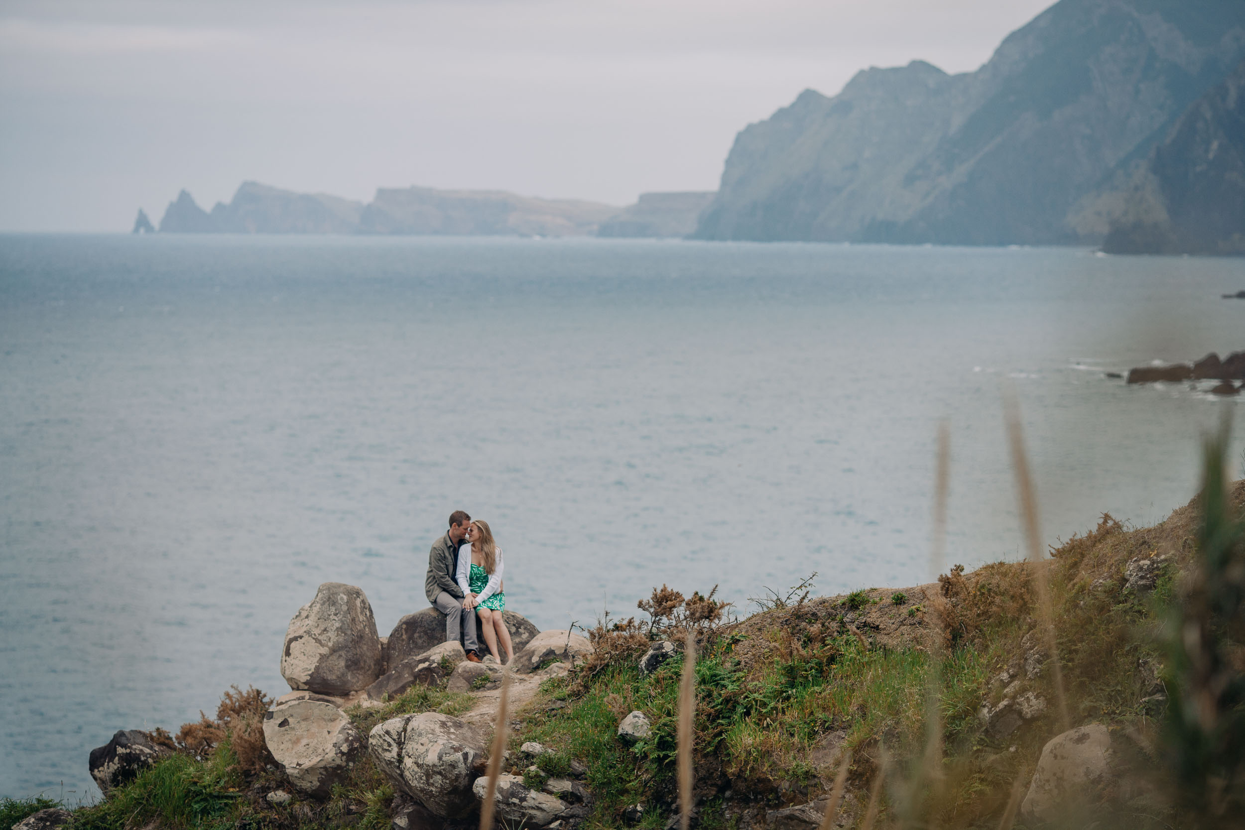 Couple walking at Miradouro do Guindaste, Madeira
