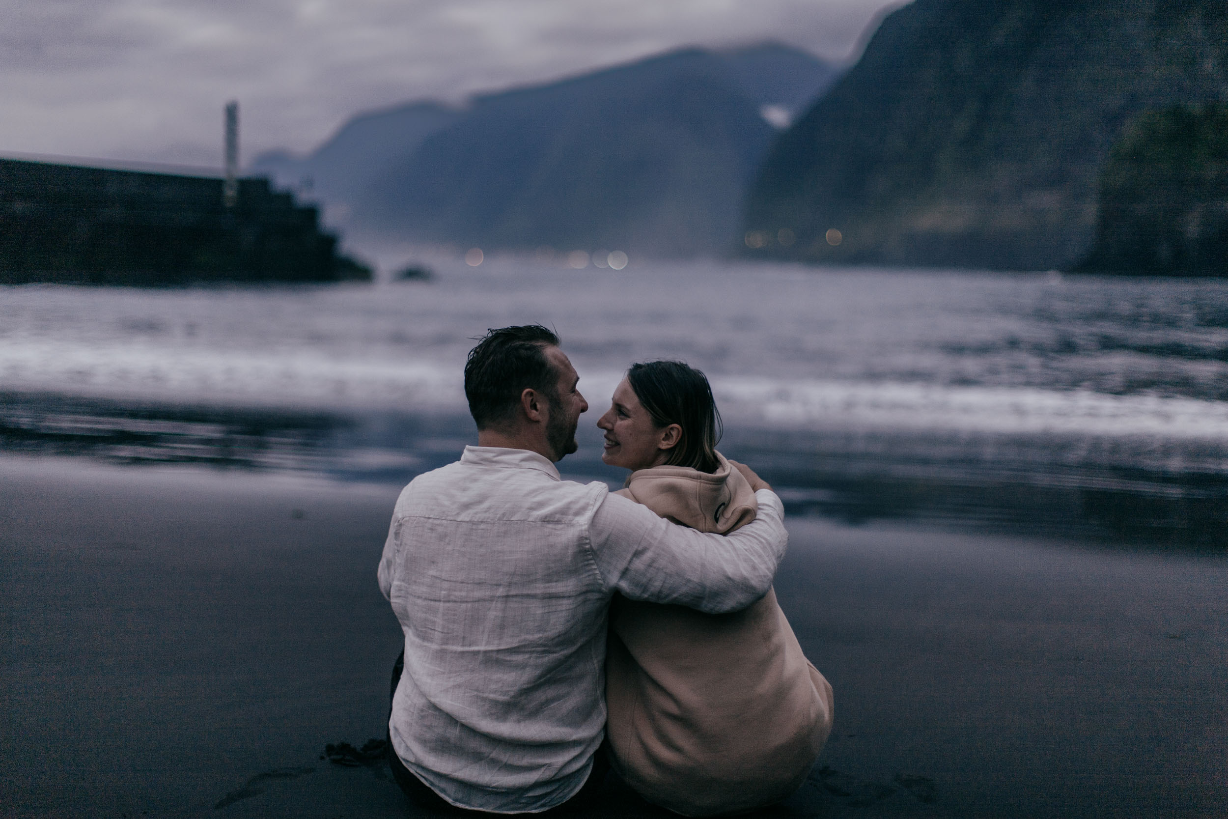Walking together at the end of the day, north Madeira coast